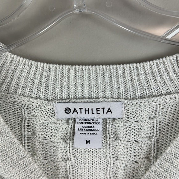 Athleta Womens Crossroads Crew Sweater Cable Knit Metallic M Merino Wool Blend - Picture 10 of 11